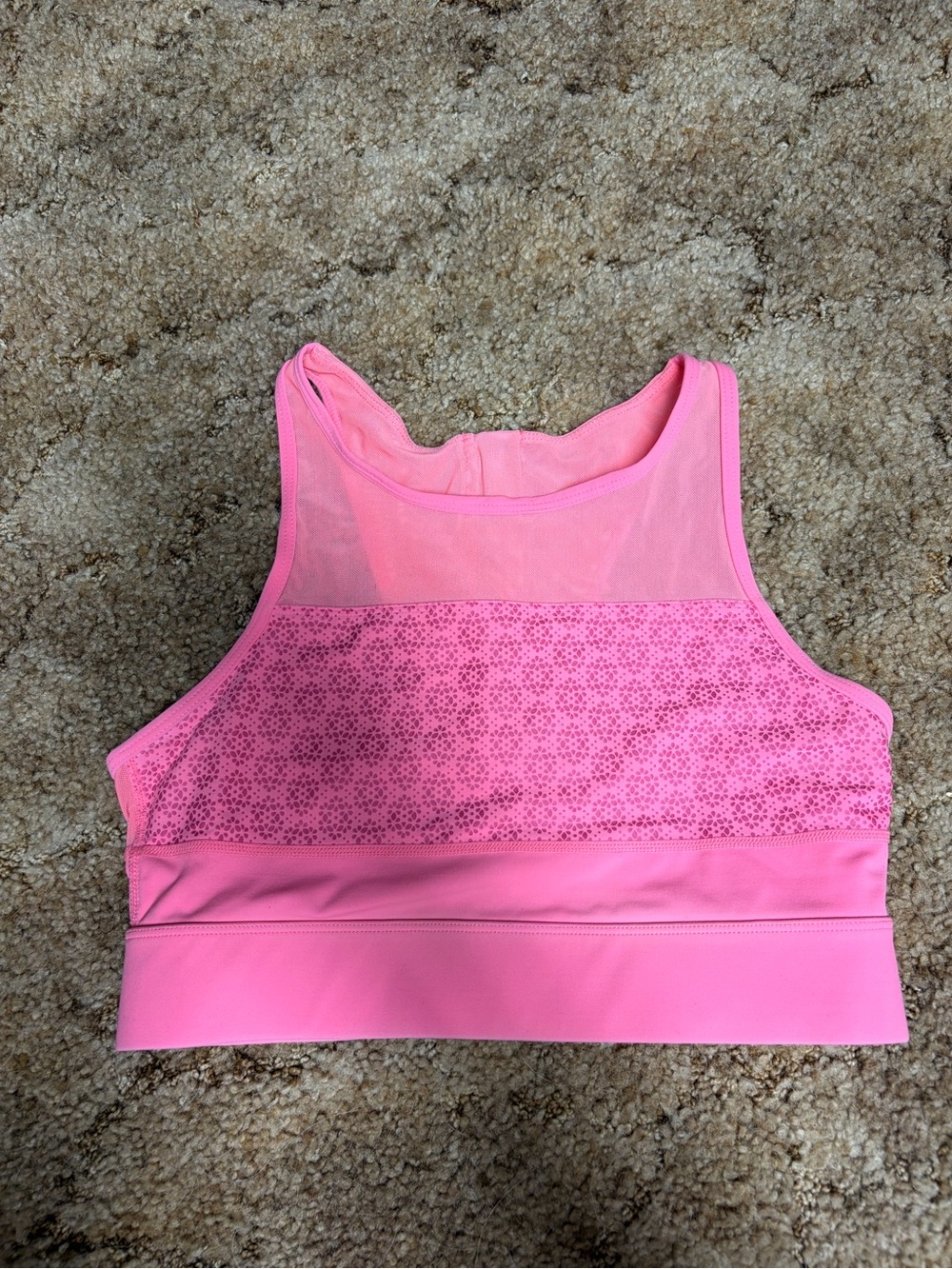 ZYIA Pink High-Neck Mesh Panel Sports Bra